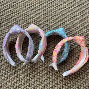 Floral Sequin Headbands - Purple, Blue, Pink (set of 4)